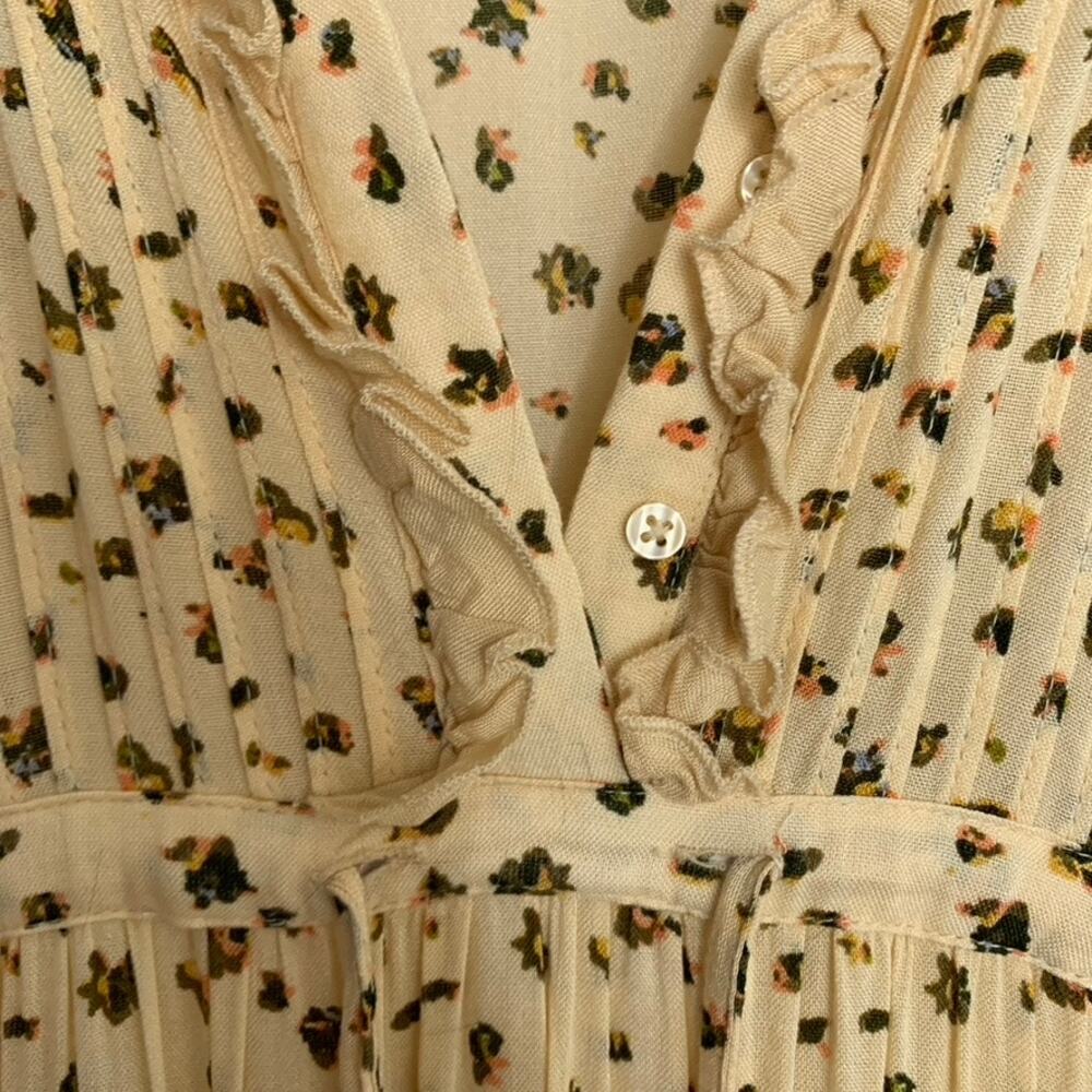 FREE PEOPLE Feeling Pleated Maxi Dress In Neutral Womens Floral Small Boho - Picture 10 of 16